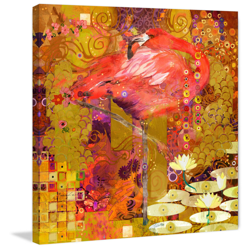 Vivid Pink Flamingo Canvas Art Print, 18" x 18"