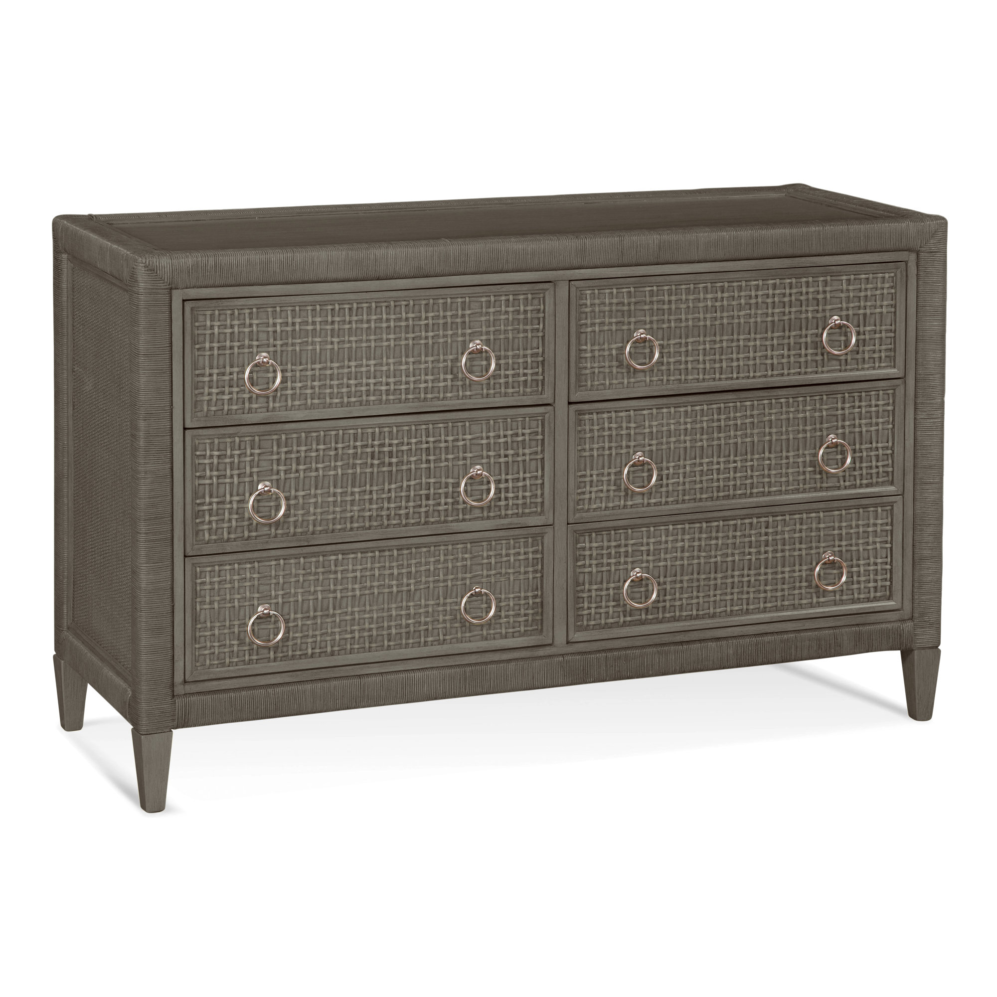 Monterey 6 Drawer 54'' W Dresser, Stone Hearth, No, Satin Nickel