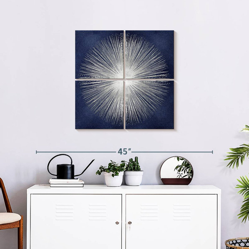 Sunburst argenté sur bleu I