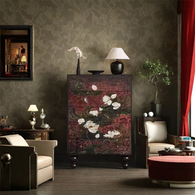 Armoire décorative en bois de noyer avec tiroirs