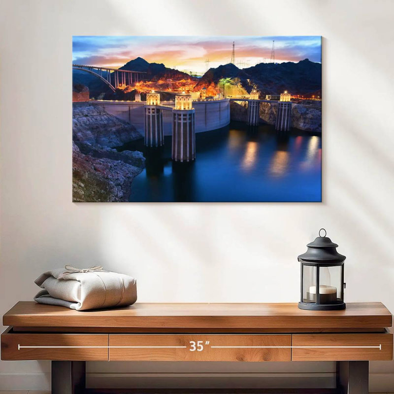 Nicci Hoover Dam At Night, 16" H x 24" W