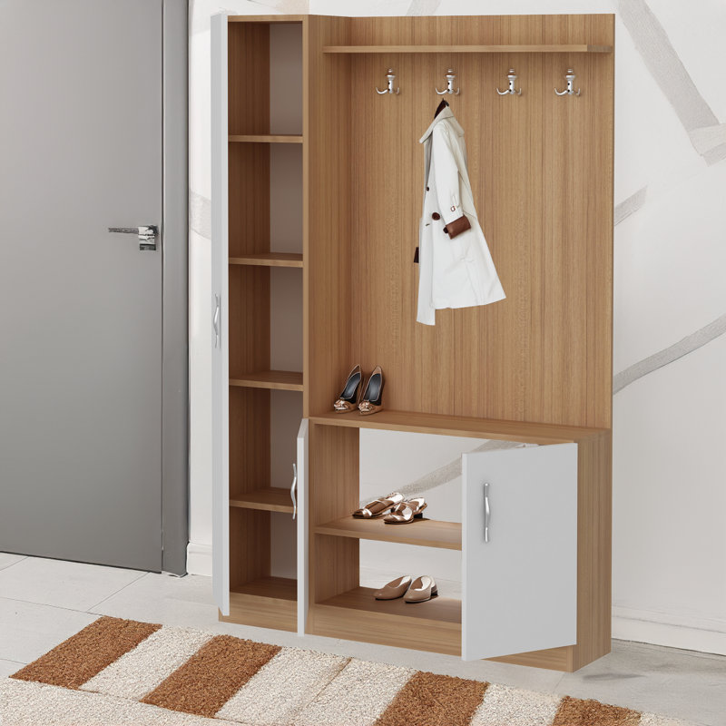 Hall Tree With Cabinet And 8 Hooks