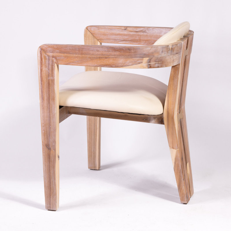 Serena Upholstered Arm Chair, White, Natural