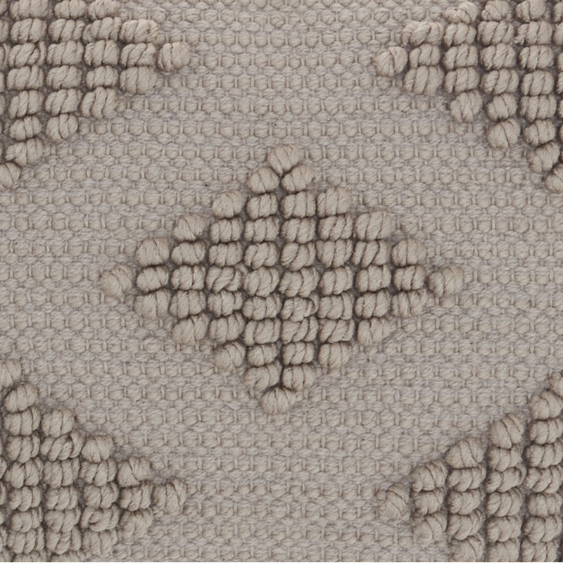 Light Gray Geometric Textured Cotton-Poly Lumbar Throw Pillow