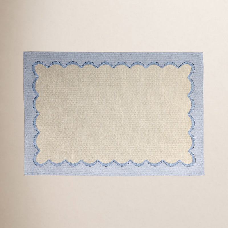Napperons festonnés Tavola - ensemble de 4, Bleu / beige