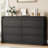 47-Inch Wide Arched 6-Drawer Dresser in Black - Wood Storage Cabinet with Curved Profile for Living Room, Entry Area or Nursery