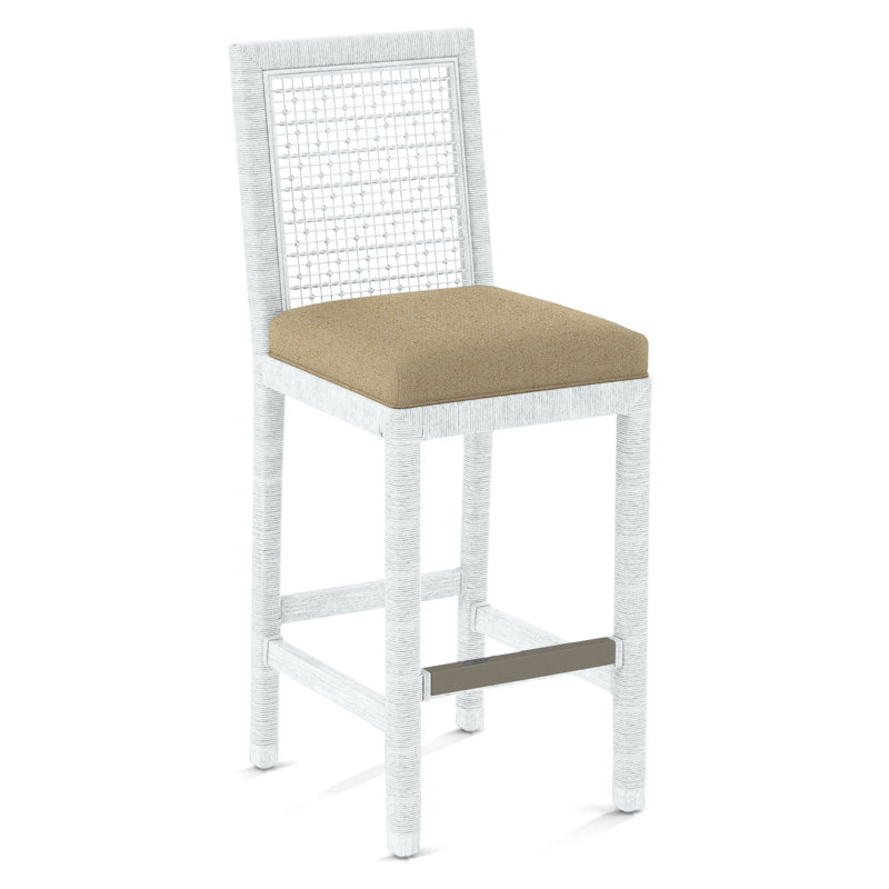 Pine Isle Bar Stool, Blue/Beige Stripe; 0209-61, Frost White