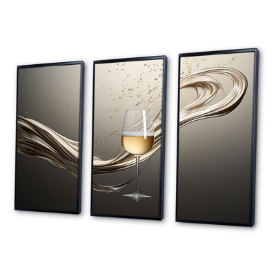 Champagne Glass River Simplicity - Champagne Wall Art Set