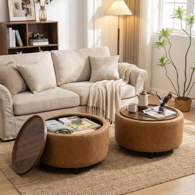 Eniyah Round Cocktail Ottoman With Storage