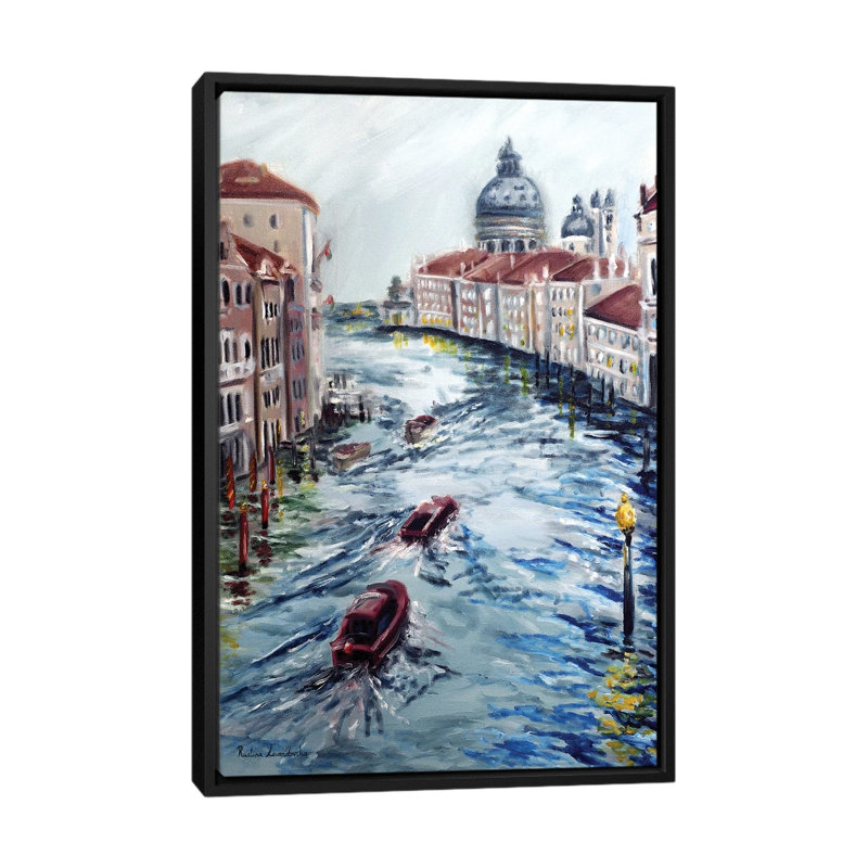 Impressions of Venice - reproduction d'art murale - toile encadrée, 40" x 26", Framed Canvas, Black