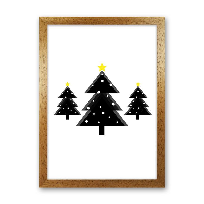 Christmas Trees - Single Picture Frame Print, Brown Framed, 64cm H x 46cm W x 3cm D