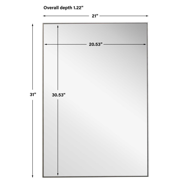  Miroir de salle de bain mural, 31" x 21", Argent