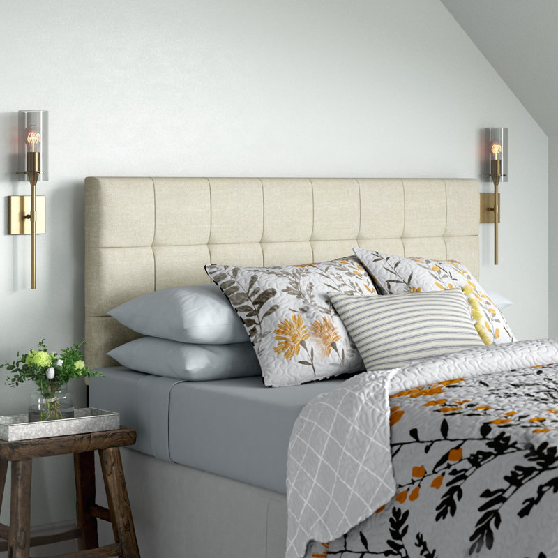 Tête de lit tapissier Saltz, Beige, Double / Grand