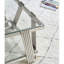 Table basse rectangulaire de 47 po de large de style moderne, structure en acier inoxydable avec verre trempé, rangement double couche, bureau à domicile, installation facile, centre transparent argenté pour la maison, à-121070714-121070716