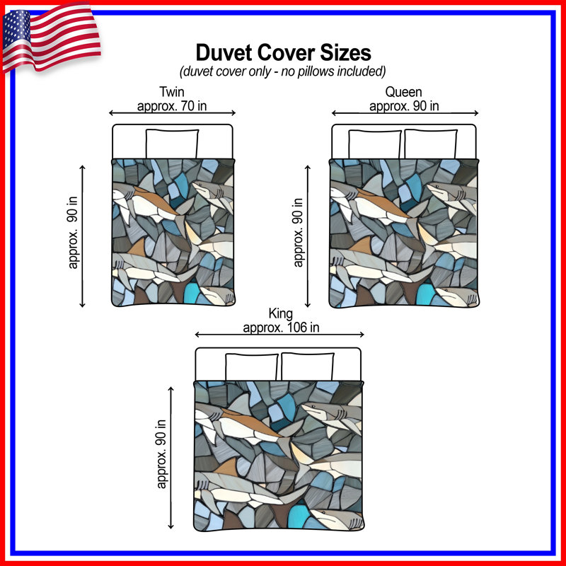 Stained Glass Sharks Duvet Covers, Twin