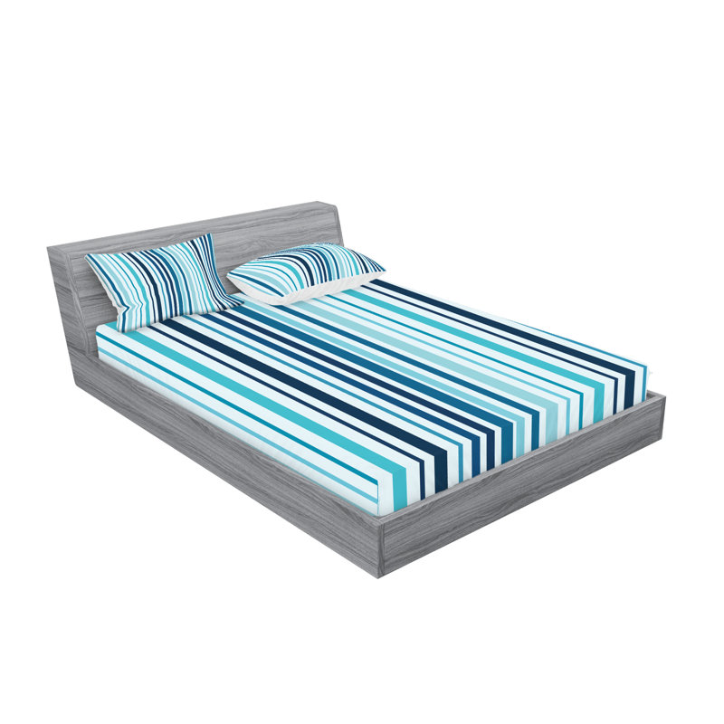 Ensemble de draps et taies décoratives Ambesonne, bleu ciel et bleu foncé, Ensemble de draps pour très grand lit + 1 drap-ho