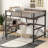 Full Size Metal Loft Bed with Desk and Storage Shelf, Space-Saving Black Workstation Bed for Teens, Dorm or Bedroom-993112434-993112437