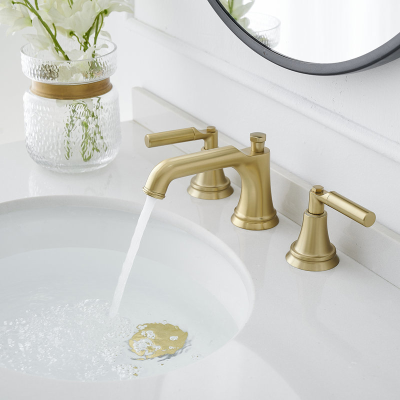 Robinet de salle de bain à large entraxe avec bonde, Or brossé