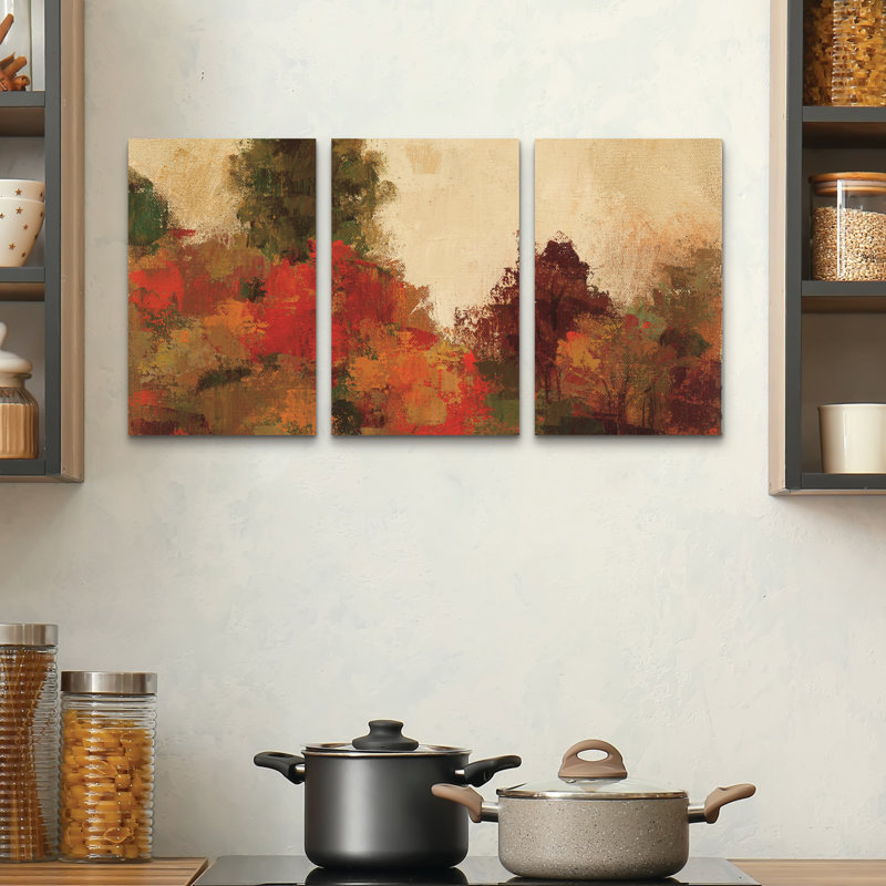 3 Panel Wall Art Set - Silvia Vassileva 'Fall Forest Iii' Canvas Wall Art for Living Room, Bedroom, or Office Decor by 