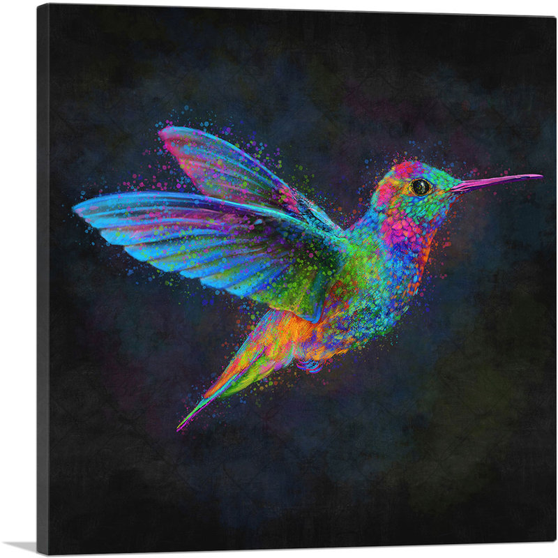 «Hummingbird Small Bird in Flight», impression sur toile tendue, H 12 po x l 12 po x P 1,5 po