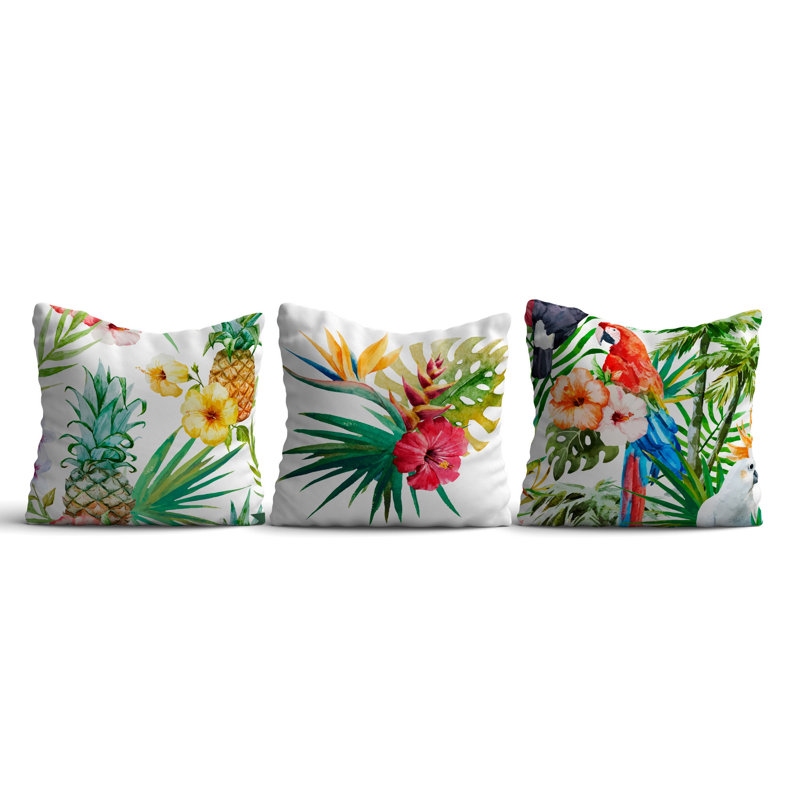 Comfortable Cushion Set (3 Pieces), 17 x 17 Inches | 50% Cotton / 50% Polyester, Silicone Filling | Machine Washable, Ironable, Digital Print Design | Perfect for Home Decor, Sofas, and Chairs