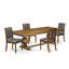 5-piece Dining Table Set includes a Modern Dining Table and 4 Dark Grey PU Leather Kitchen Chairs with High Back - Antique Walnut Finish-6703715-6703713-6703712