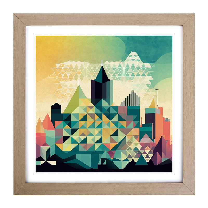 City of Birmingham Geometric - Framed Print, Oak