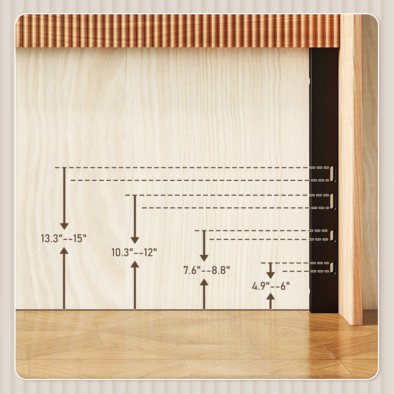 Tête de lit intégrée en bois, style campagne moderne, bohème, panneau à rainures convexes, conception à oreilles (chêne doré, grand)