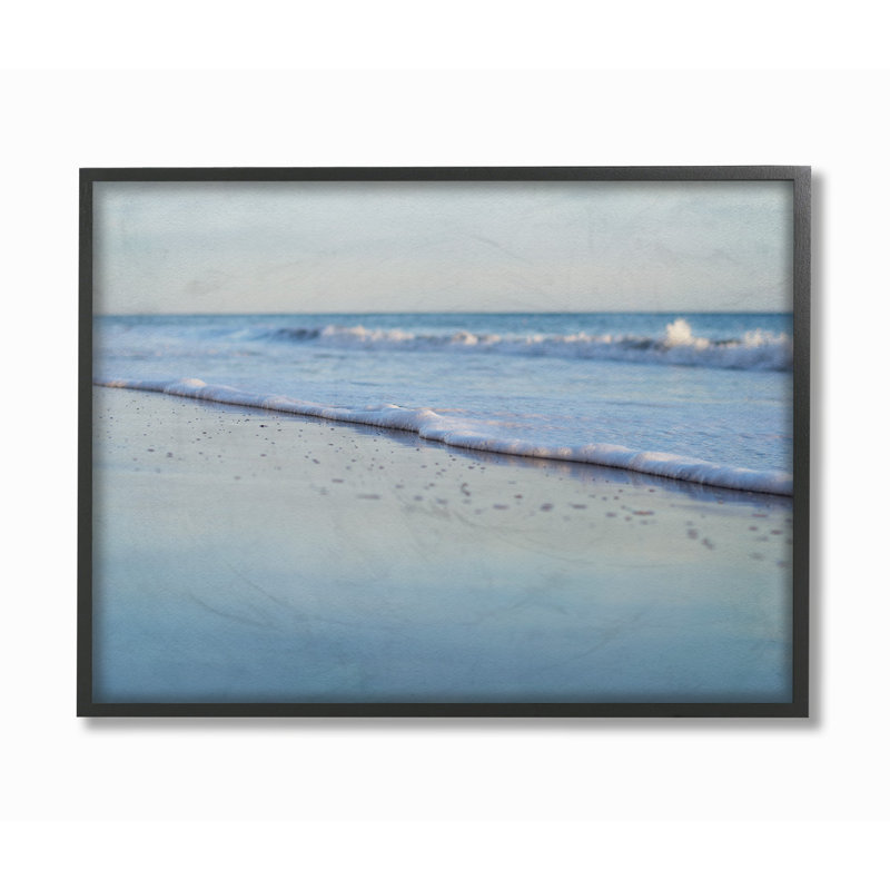 « côtier soir plage délicate surf », reproduction de photo, H 11 po x l 14 po x P 1,5 po, Giclée encadrée noir minuit