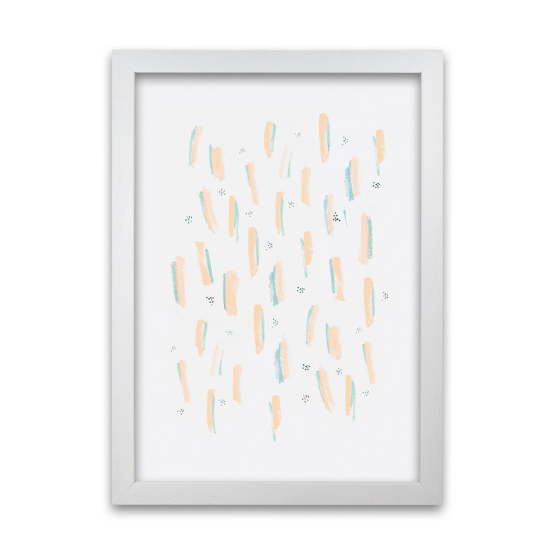 Brush Strokes Mustard 1 Piece Wall Art, 29.7cm H x 21cm W x 3cm D, Green/Grey, White Framed