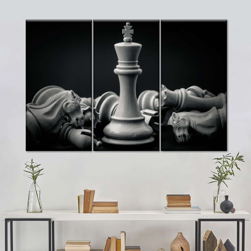 " Chess King " 3 - Pieces, 24" H x 38" W x 1.25" D