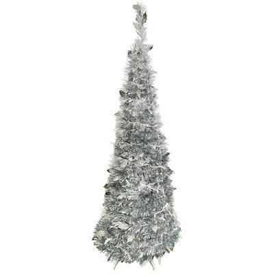 48'' H Silver Tinsel Christmas Tree with 150 Lights