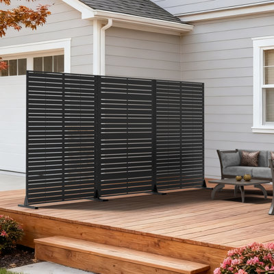 72"H×141"W×16"D Outdoor Metal Privacy Screen Indoor Room Divider Freestanding Garden Trellis Lattice Panel Fence Panel for Patio