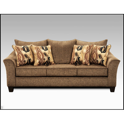 Camero Cafe Fabric Pillowback Sofa With Overstuffed Cushions For Ultimate Comfort And Elegant Design