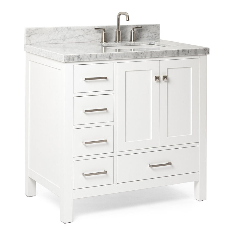 Ensemble de meuble-lavabo simple 37 "avec miroir Amariani, Blanc