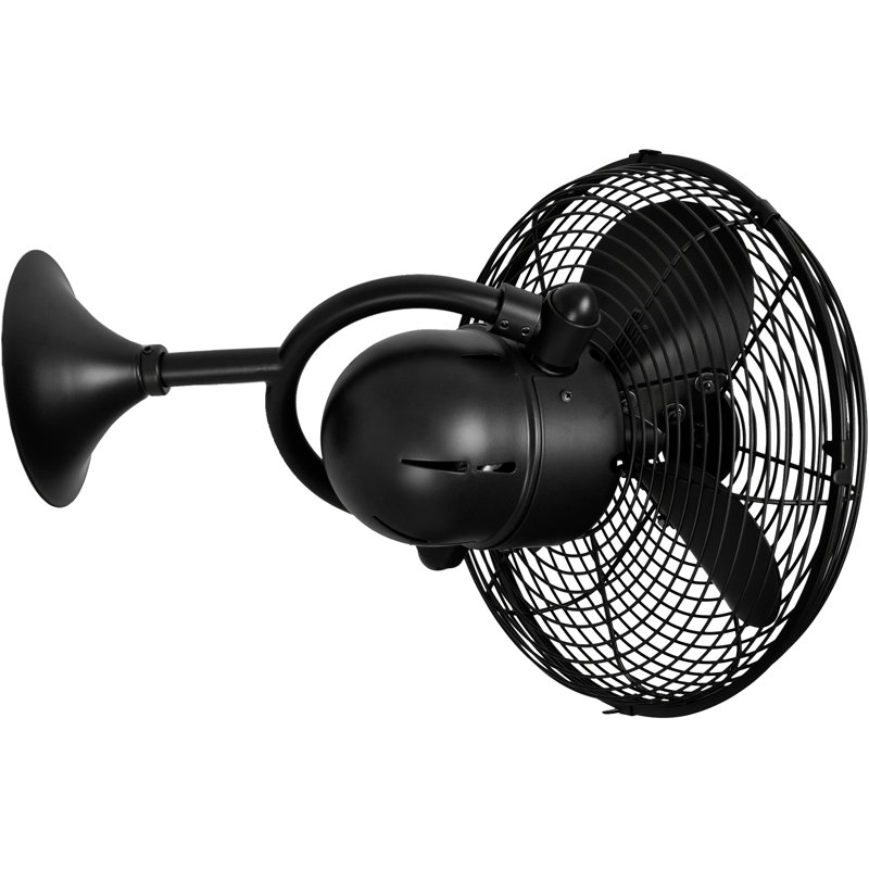 13" Oscillating Wall Mounted Fan, Matte Black
