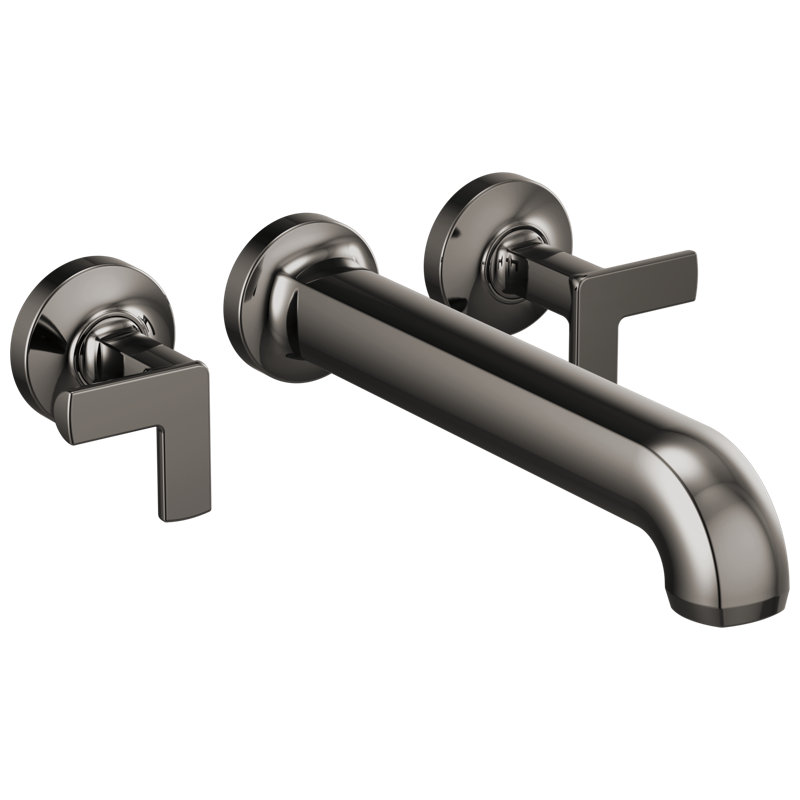Kintsu® Two Handle Wall Mount Tub Filler, Brilliance Black Onyx, Cross