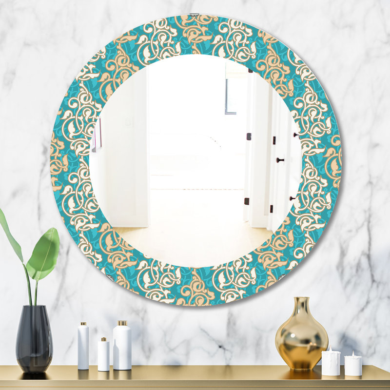 Motif arabesque - miroir bohémien et éclectique, H 31,5 po x l po