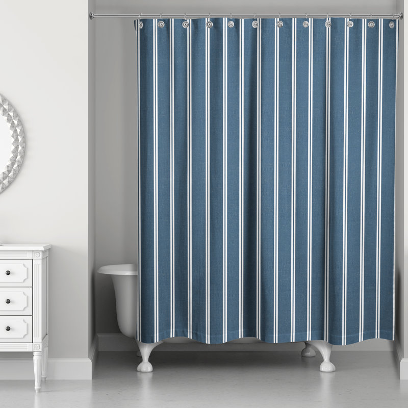 Perine Striped Shower Curtain, Blue