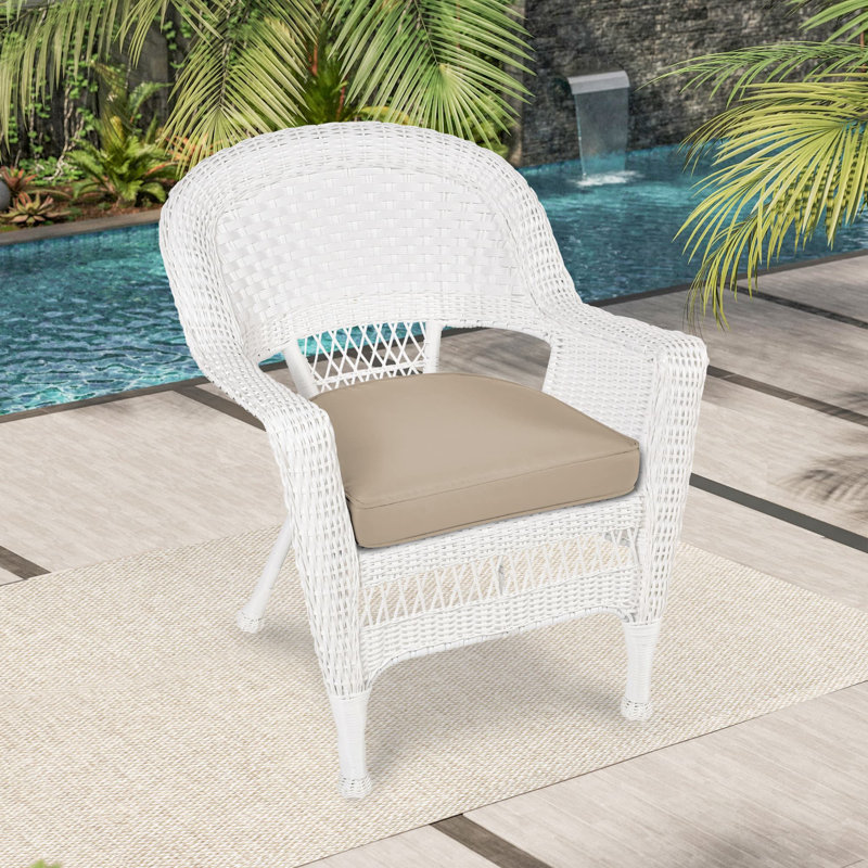 Arliss Steel Outdoor Lounge Chair, White, Tan