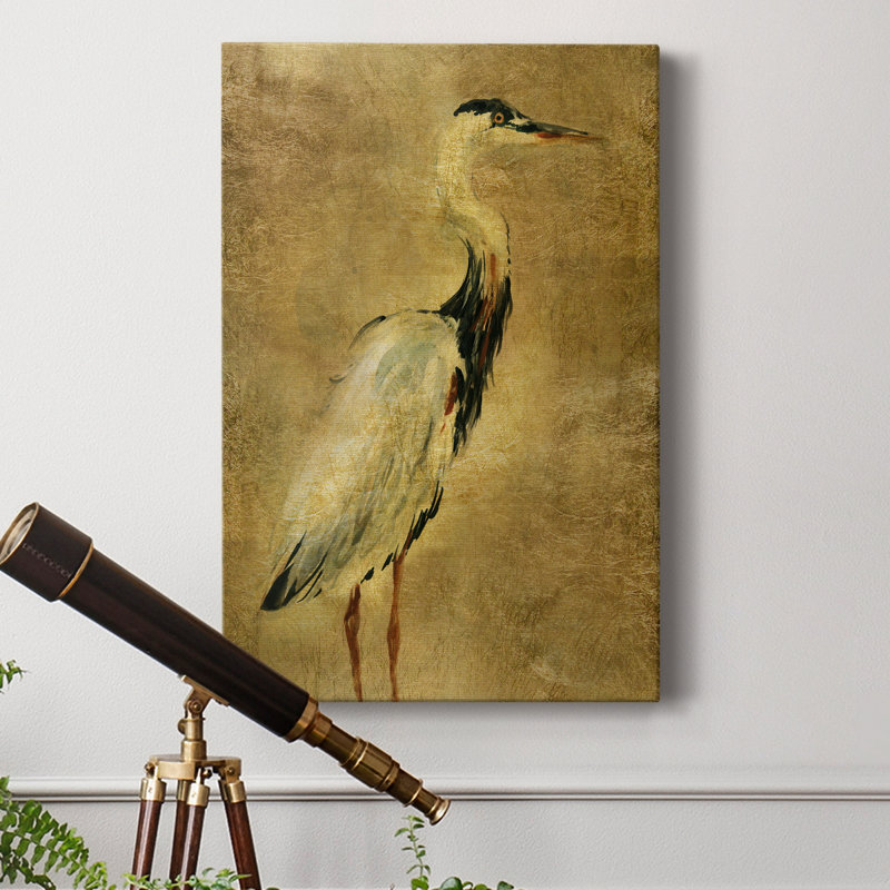 Gold Crane at Dusk I - impression, H 18 po x l 12 po x P 1 po, Toile tendue