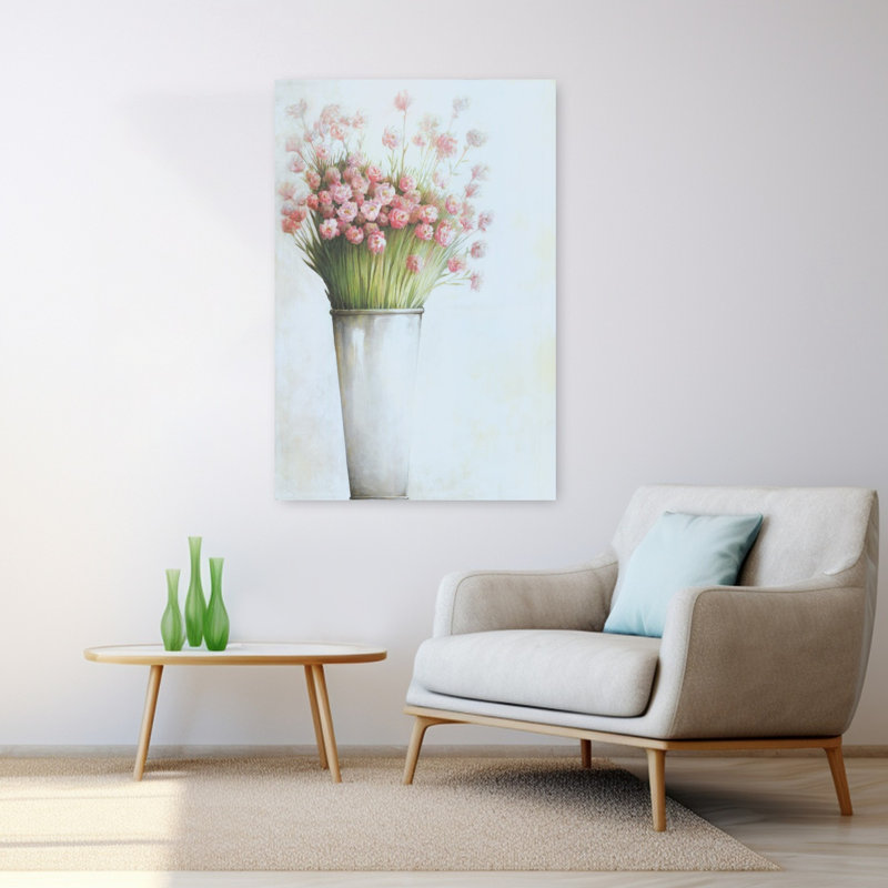 Art floral rose printanier rose, H 48 po x l 32 po