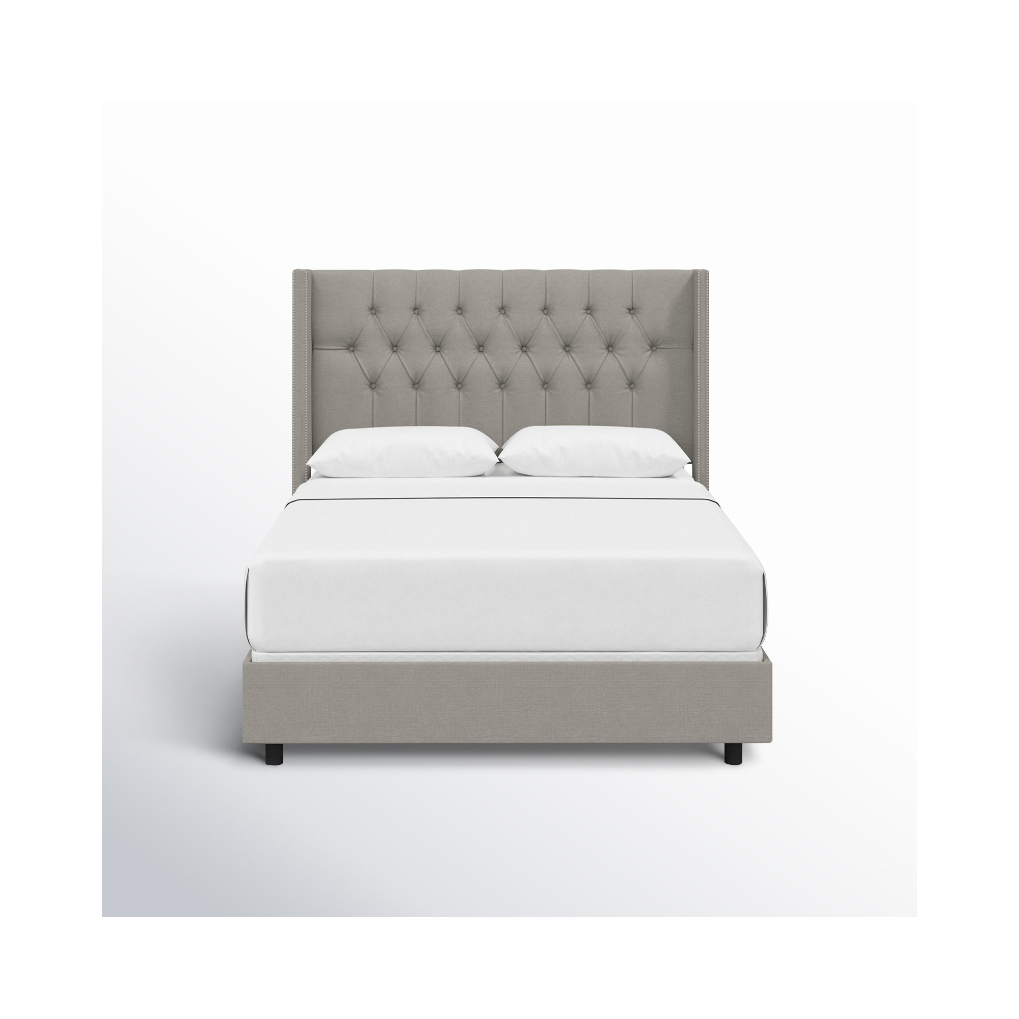Breckin Upholstered Wingback Bed, Twin, Classic Grey Linen
