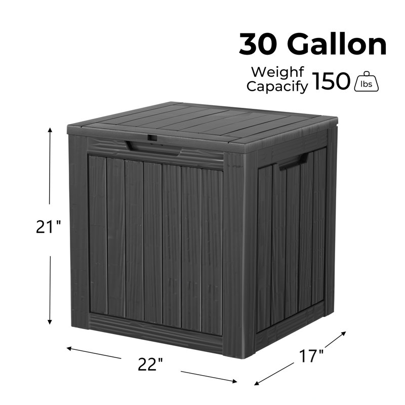 Boîte de terrasse verrouillable en résine résistante à l'eau 30 gallons Decksplore, Noir