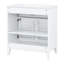 Meuble-lavabo moderne Yelton de 76 cm de large en bois avec lavabo en céramique, rangement à fermeture douce et tablette réglable pour salle de bain-134907691