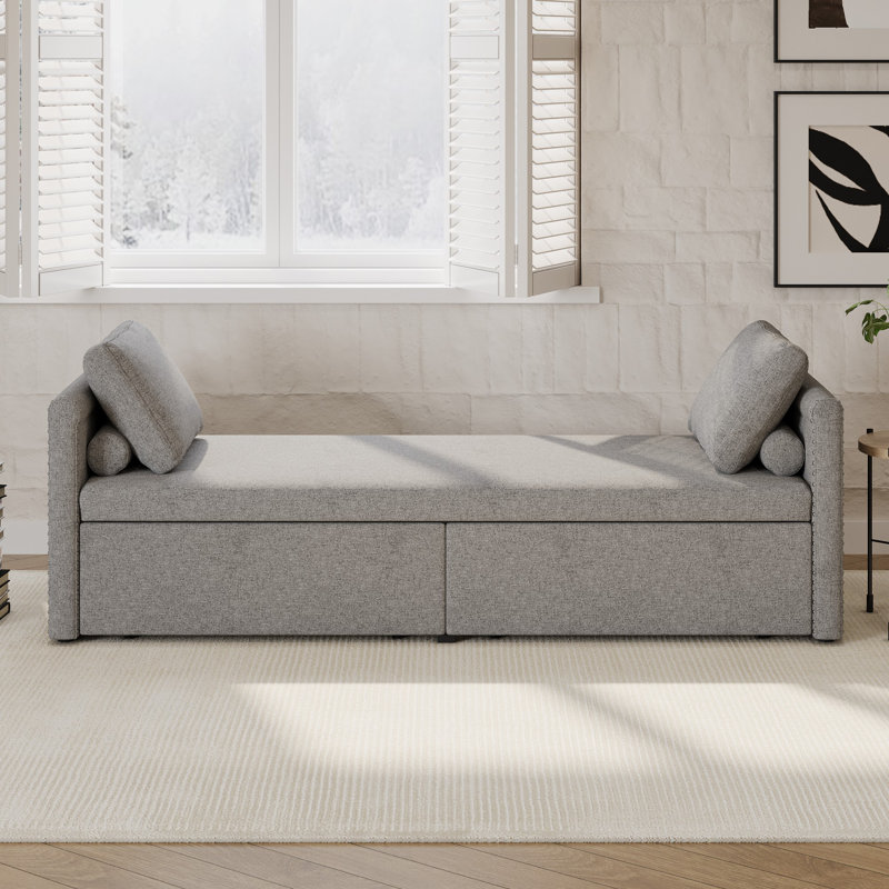 Chaise longue rembourrée Seton, Gris