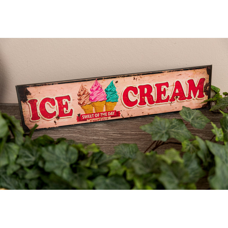 Ice Cream Advertisement on Metal