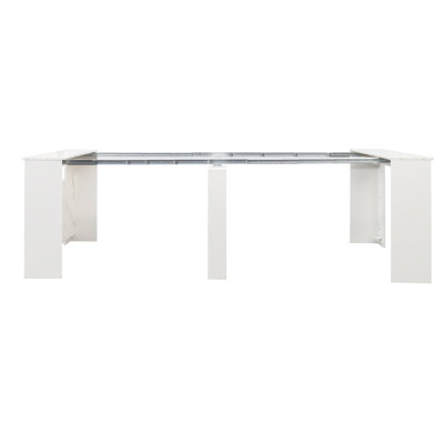 Extendable Console Table, Up To 118.50in, White, Chipboard & , Simple For Study Room 118.50in Console, White Color, And Made, Versatile Desk