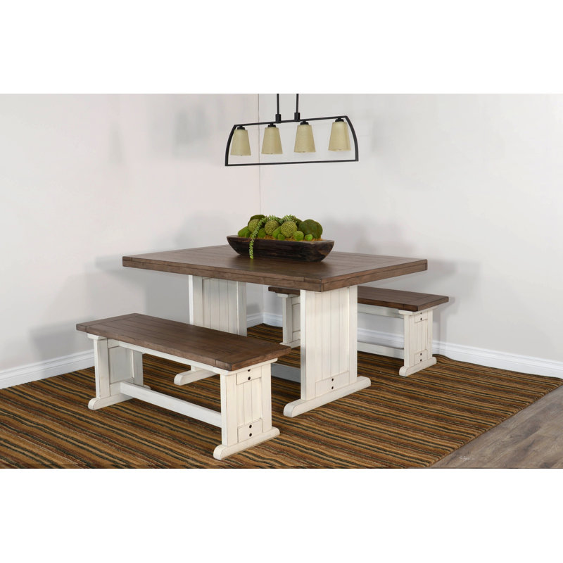 Table de salle à manger à tréteaux 38 "Edenbridge, Feuille de tabac / gris alpin