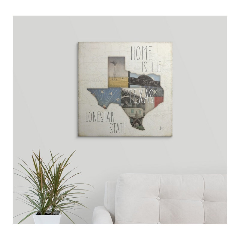 «InstaStates III Texas» par Jess Aiken, art textuel, H 35 po x l 35 po x P 1,5 po, Toile
